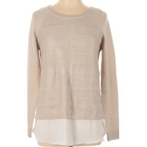 IZ Byer Crew Oatmeal Layered Sweater